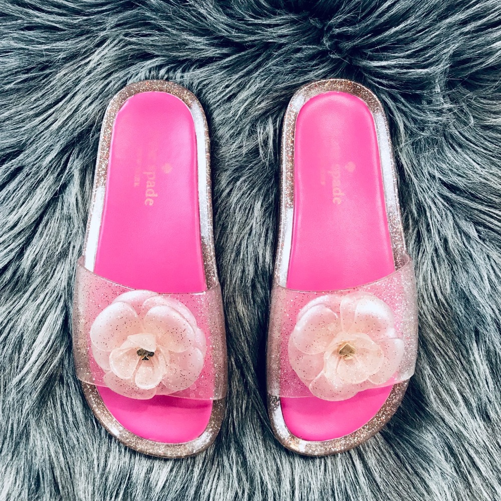 Kate Spade Pink Glitter Jelly Sandals Slid Gem